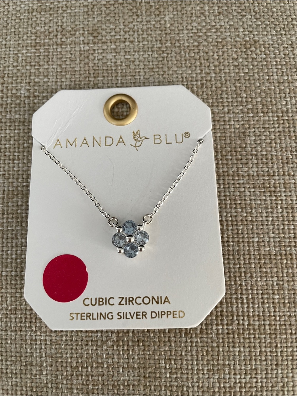 Sterling Silver-Dipped Blue Cubic Zirconia Flower Necklace